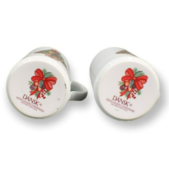 Dansk Nordic Holiday Ceramic Coffee Mugs/Cups Christmas Tree With Fruit Set - Picture 5 of 5